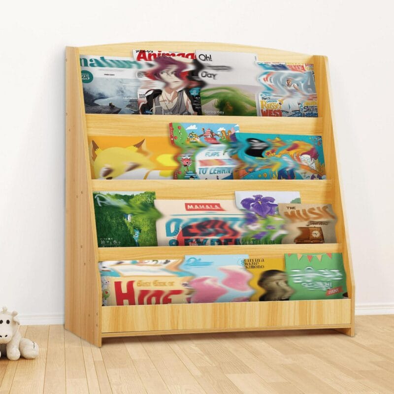 Qunbio 4 Tier Kids Bookshelf, Wooden Book Display Rack for Playroom, Classroom - Image 8