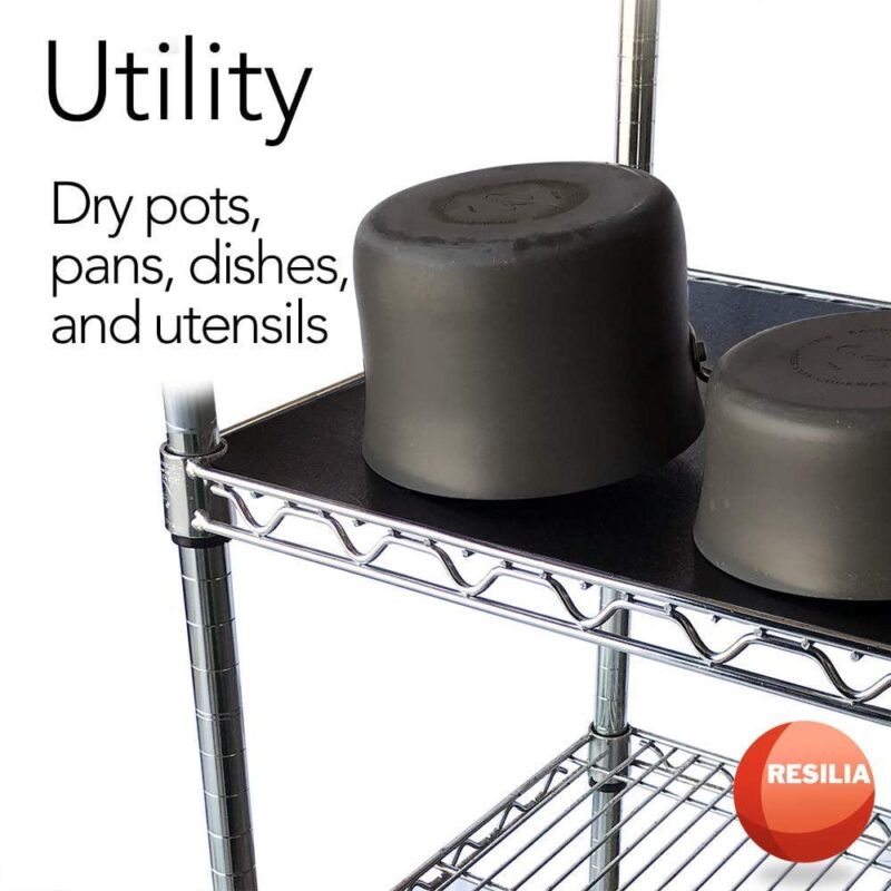 RESILIA Shelf Liner Set for Wire Shelving Units a 5 Pack, 14 Inches x 30 Inches, Black Diamond Pattern, Anti-Slip, Heavy Duty, Made in The USA, for Kitchen, Bathroom, Garage Storage - Image 3