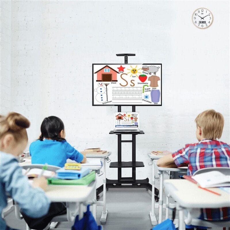 Renwick Adjustable 3 Tier Mobile TV Stand TV Cart for Flat Panel TVs up to 75'', Black - Image 6