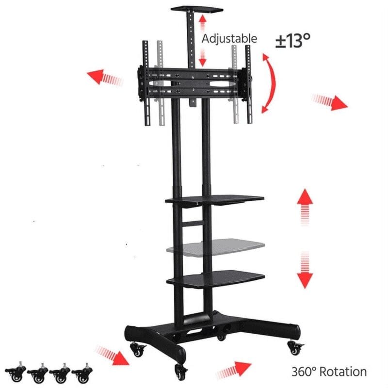 Renwick Adjustable TV Stand with Stroage for 32 to 75 , Black - Image 5