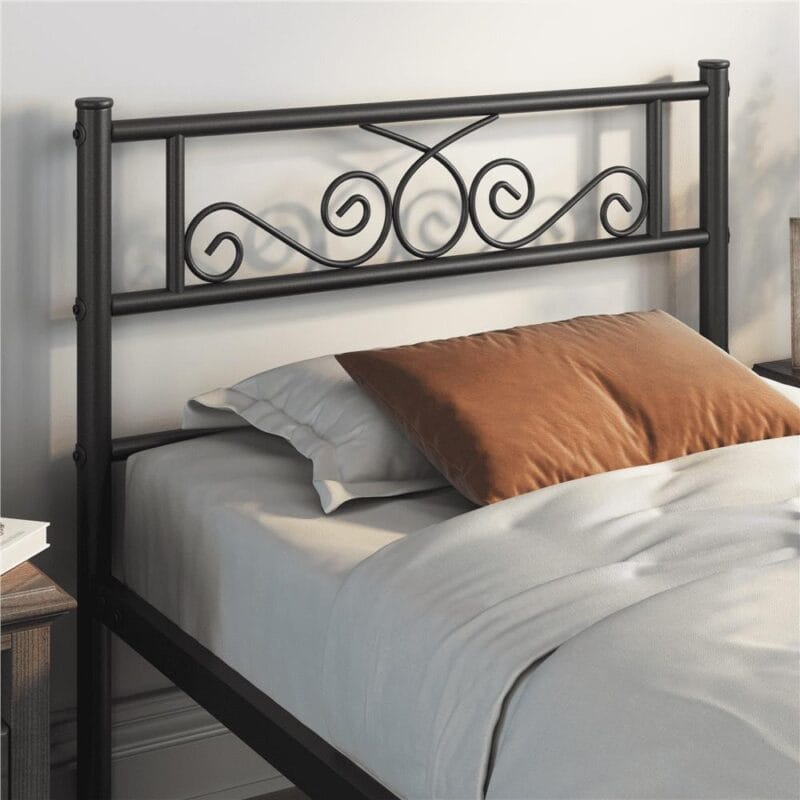 Renwick Jocelyn Modern Scroll Metal Platform Twin Bed, Black - Image 9