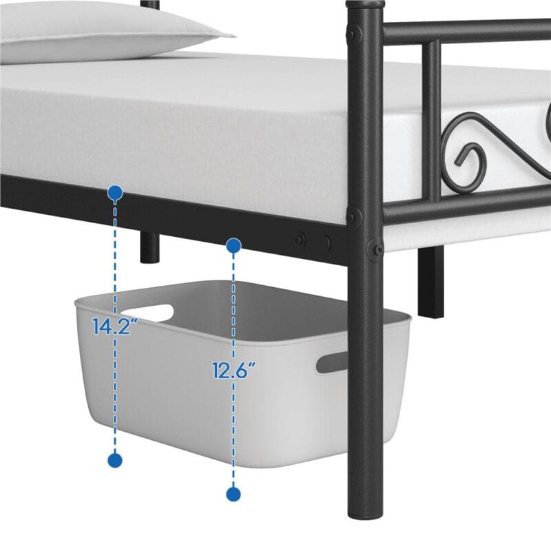 Renwick Jocelyn Modern Scroll Metal Platform Twin Bed, Black - Image 5