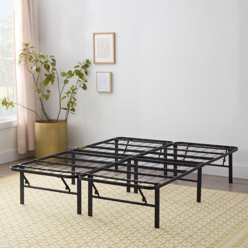 Rest Haven 14  Black Steel Platform Bed Frame, Queen