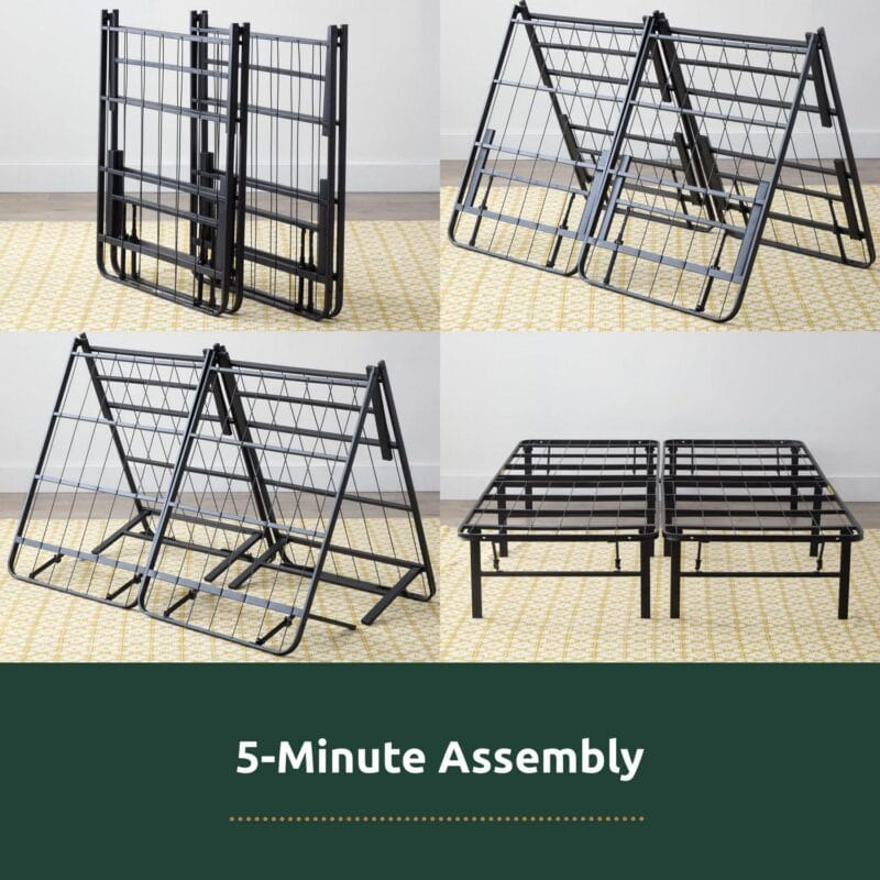 Rest Haven 14  Black Steel Platform Bed Frame, Queen - Image 4