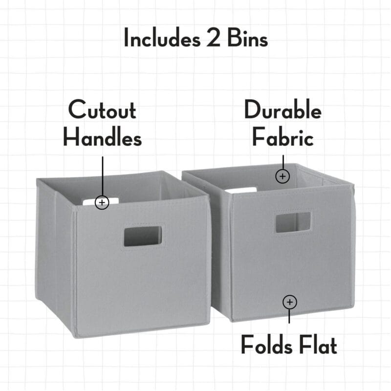RiverRidge Kids Reading Nook Cushioned Toy Storage Bench with Cubby Organizers and 2 Gray Fabric Bins- White - Image 5