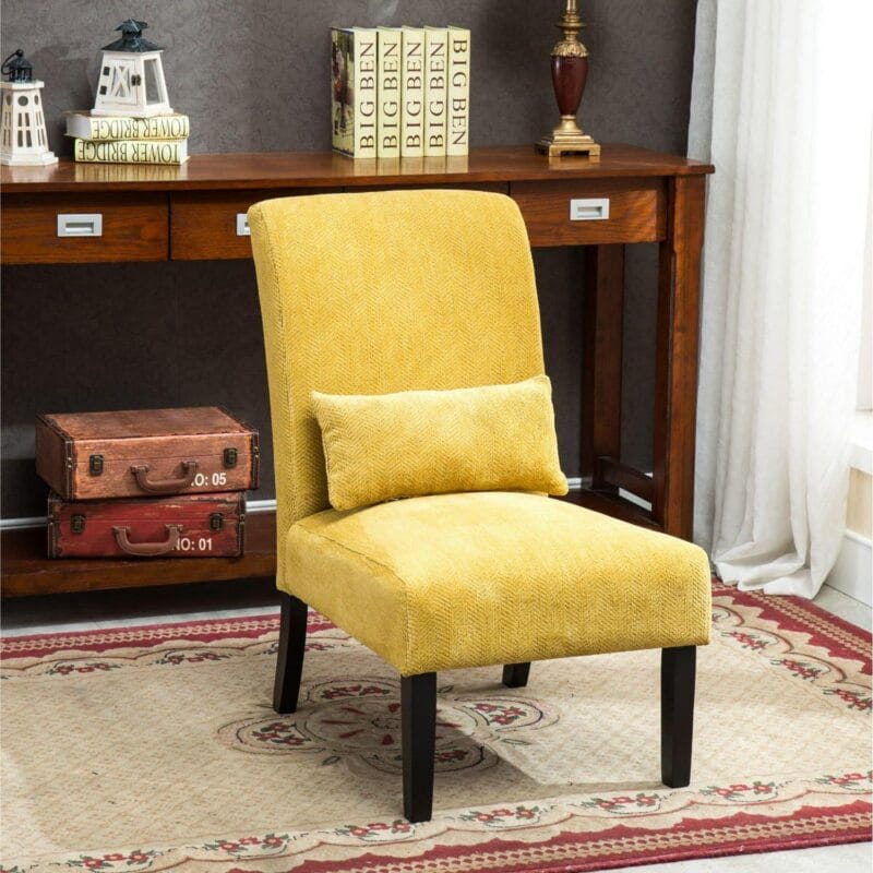 Roundhill Pisano Fabric Armless Contemporary Accent Chair with Kidney Pillow, Multiple Colors Available - Image 3