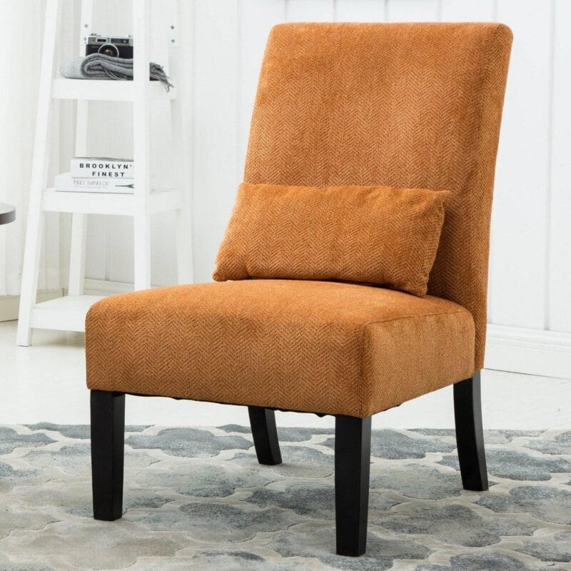 Roundhill Pisano Fabric Armless Contemporary Accent Chair with Kidney Pillow, Multiple Colors Available