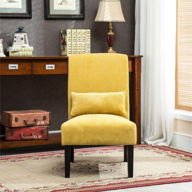 Roundhill Pisano Fabric Armless Contemporary Accent Chair with Kidney Pillow, Multiple Colors Available - Image 11