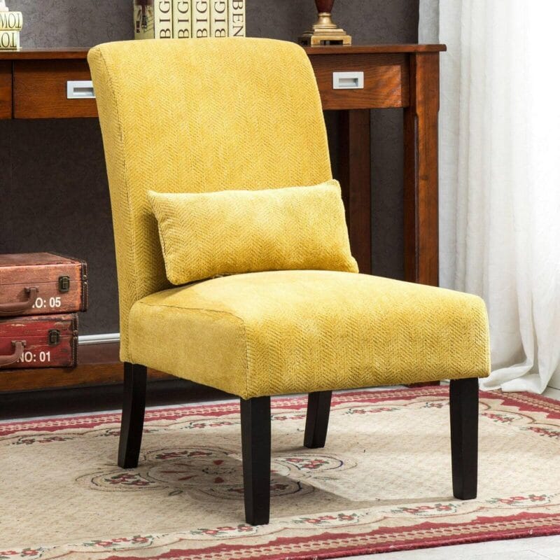 Roundhill Pisano Fabric Armless Contemporary Accent Chair with Kidney Pillow, Multiple Colors Available - Image 2
