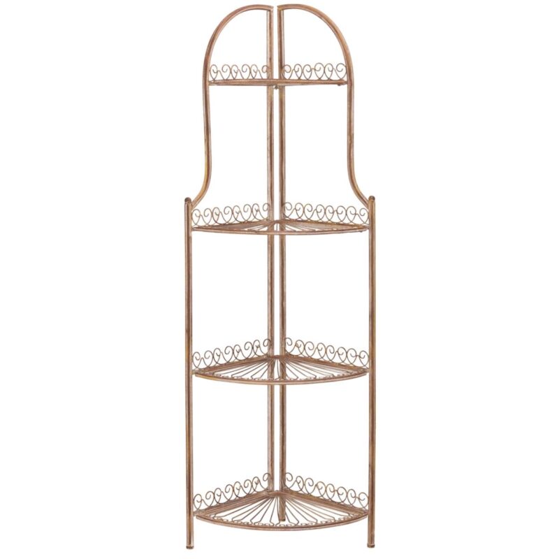 SAFAVIEH Abarrane Outdoor Wrought Iron 4 Tier Corner Shelf, Rust - Image 2
