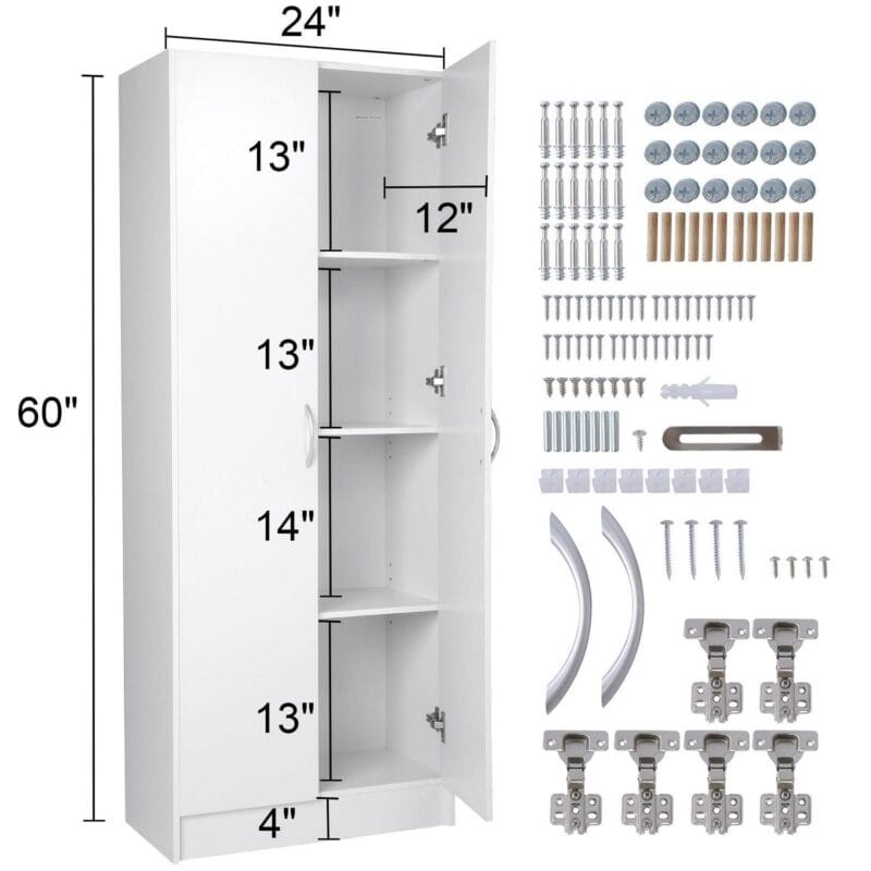 SKYSHALO Kitchen Pantry Cabinet with Doors and Adjustable Shelves i 1/4 24  x 12  x 60  Tall Food Pantry Storage Cabinet for Kitchen, Living Room and Dinning Room 110LB Loading - Image 8