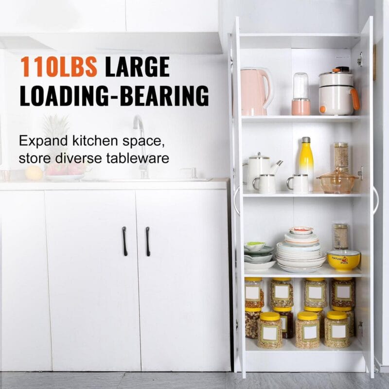SKYSHALO Kitchen Pantry Cabinet with Doors and Adjustable Shelves i 1/4 24  x 12  x 60  Tall Food Pantry Storage Cabinet for Kitchen, Living Room and Dinning Room 110LB Loading - Image 2