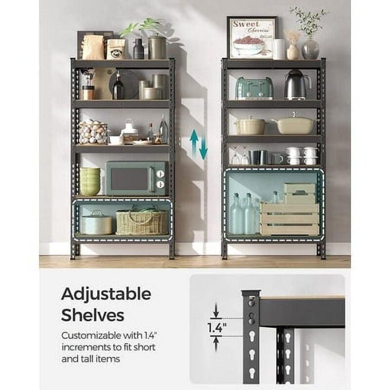 SONGMICS 5-Tier Storage Shelves Garage Storage Boltless Assembly Adjustable Shelving Units 11.8 x 29.5 x 59.1 Inches Load 1929 lb Each Shed Warehouse Basement, Black - Image 2