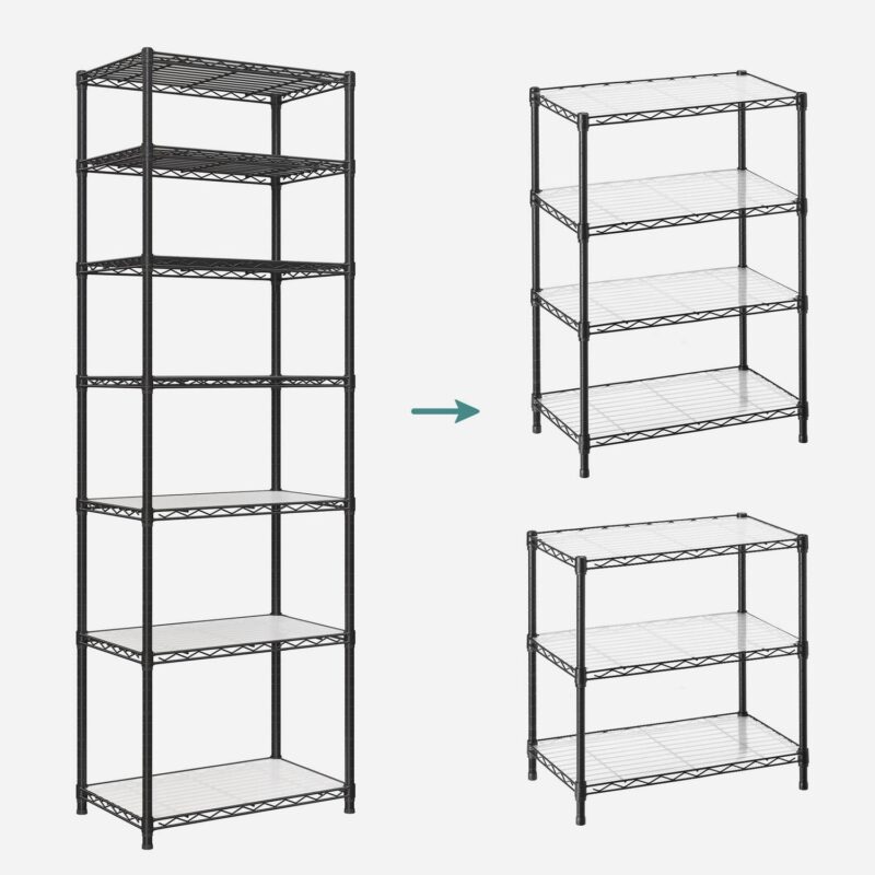 SONGMICS 7-Tier Metal Storage Shelves Organizer Wire Shelving Unit Garage Shelving Storage Rack Adjustable Shelves Black - Image 8