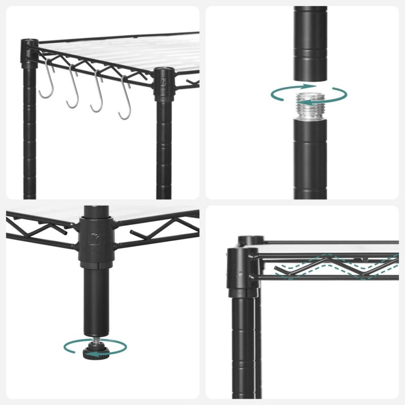 SONGMICS 7-Tier Metal Storage Shelves Organizer Wire Shelving Unit Garage Shelving Storage Rack Adjustable Shelves Black - Image 6