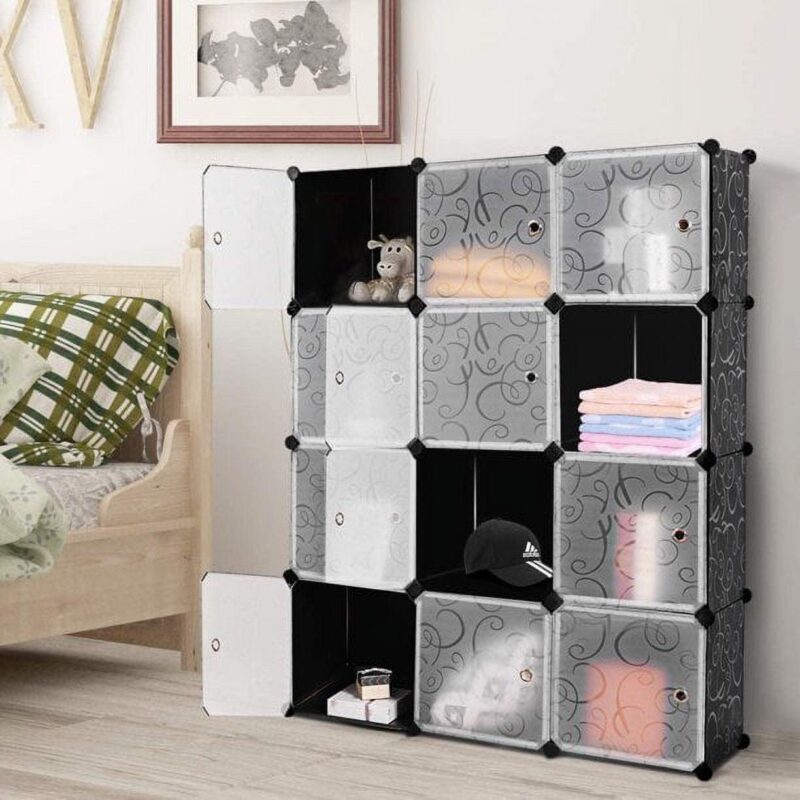SUGIFT Cube Storage 12-Cube Storage Organizer Cabinet, Display Storage System DIY Bookshelf Organizer Shelves Plastic Storage Cube - Image 2