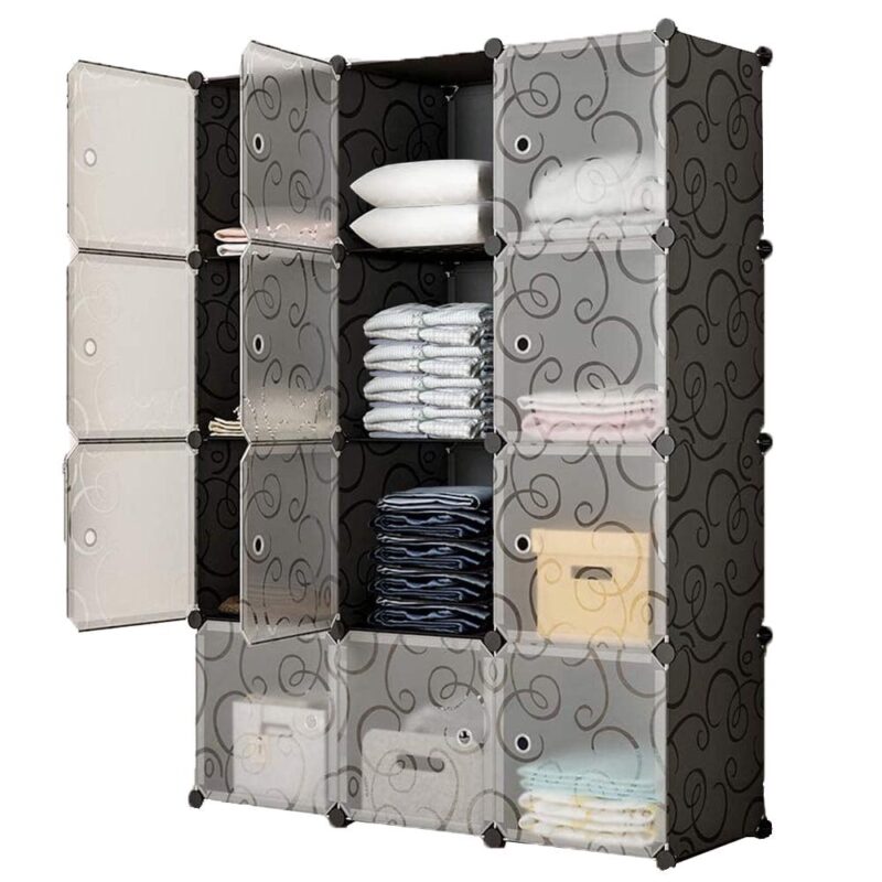 SUGIFT Cube Storage 12-Cube Storage Organizer Cabinet, Display Storage System DIY Bookshelf Organizer Shelves Plastic Storage Cube - Image 5