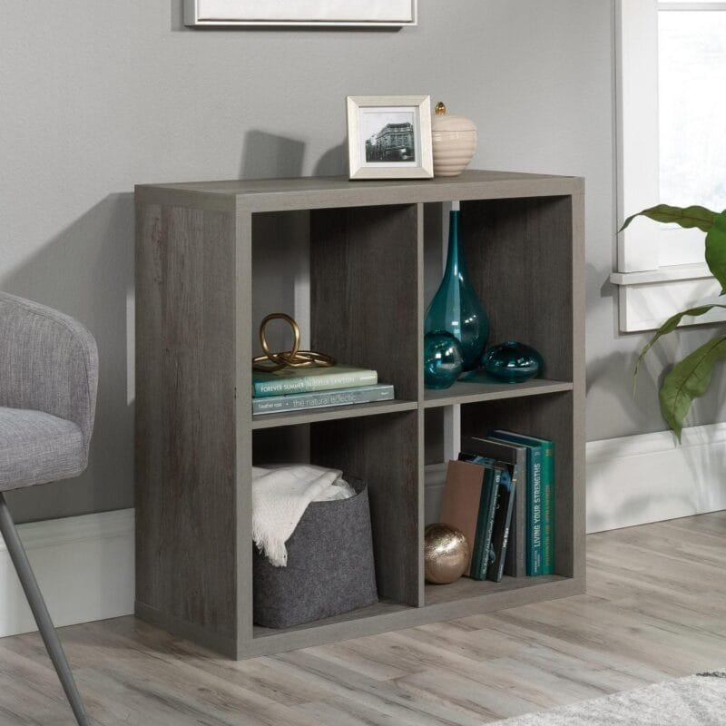 Sauder 4-Cube Organizer Storage Bookcase Mystic Oak, Mystic Oak Finish