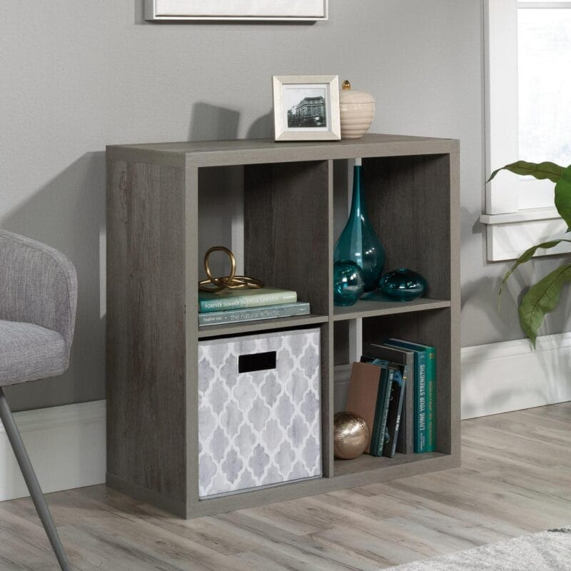 Sauder 4-Cube Organizer Storage Bookcase Mystic Oak, Mystic Oak Finish - Image 2
