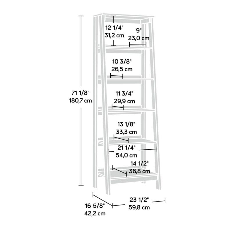 Sauder Trestle 5-Shelf Bookcase, Chalked Chestnut Finish - Image 8