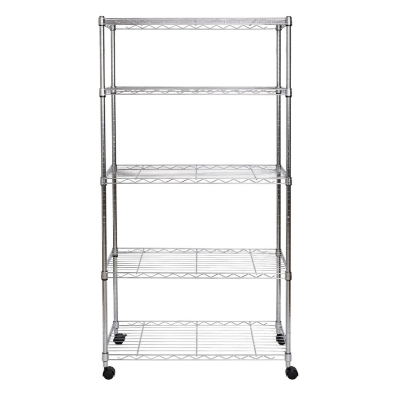 Seville Classics 5-Tier Steel Wire Shelving with Wheels, 30  W x 14  D x 60  H, Chrome - Image 6