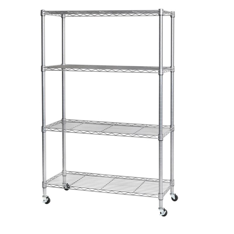 Seville Classics Solid Steel Wire Shelving Storage Unit Adjustable Shelves Organizer Rack, for Home, Kitchen, Office, Garage, Bedroom, Closet, Silver, 4-Tier, 36  W x 14  D