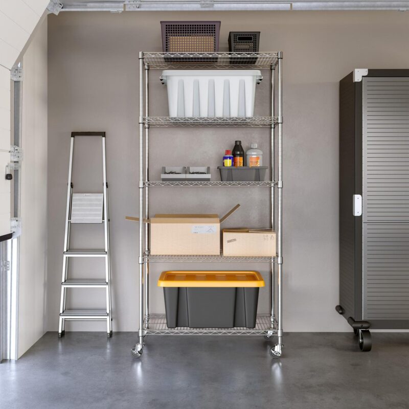 Seville Classics UltraDurable 5-Tier NSF Steel Shelving, 36  W x 14  D x 72  H, Silver - Image 3