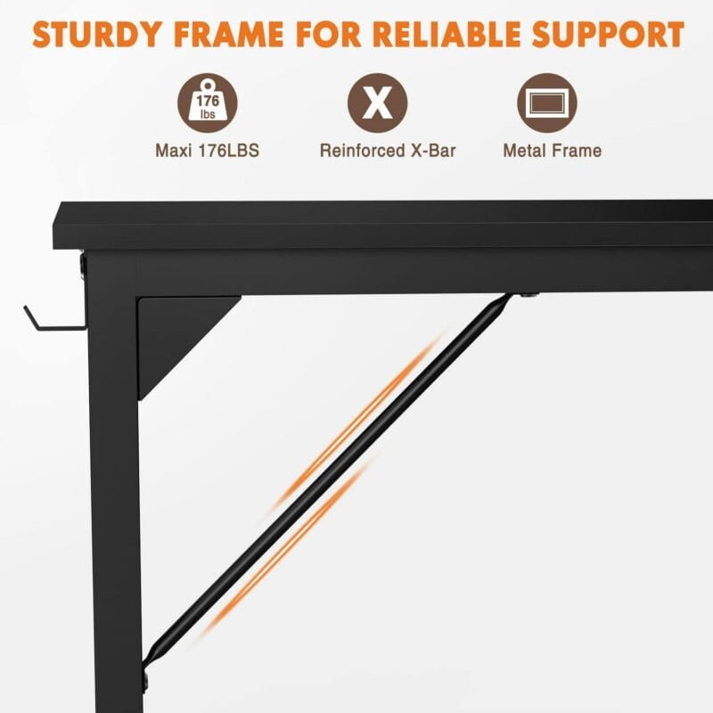 Small Computer Desk Small Office Desk 31 Inch Writing Desk Home Office Desks Small Space Desk Study Table Modern Simple Style Work Table with Storage Bag Iron Hook Metal Frame for Home, Bedroom - Image 5