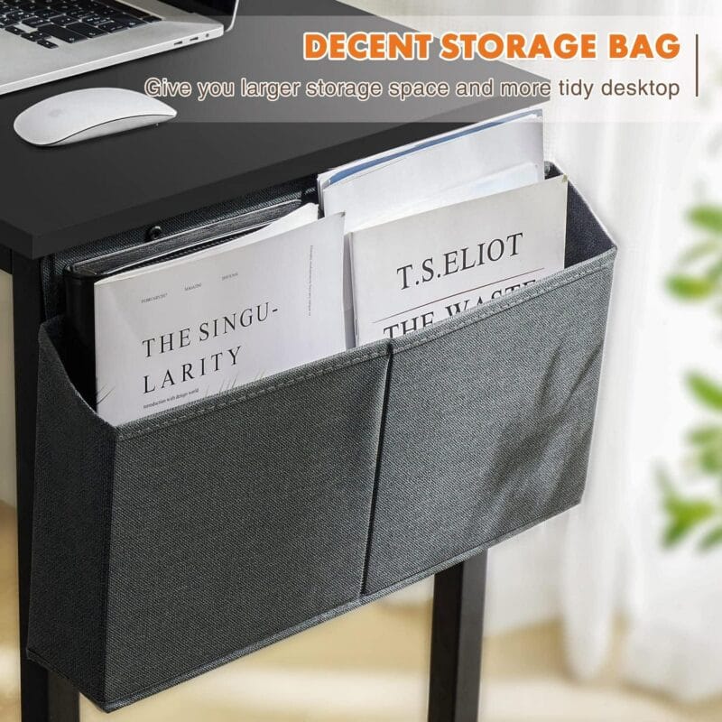 Small Computer Desk Small Office Desk 31 Inch Writing Desk Home Office Desks Small Space Desk Study Table Modern Simple Style Work Table with Storage Bag Iron Hook Metal Frame for Home, Bedroom - Image 6