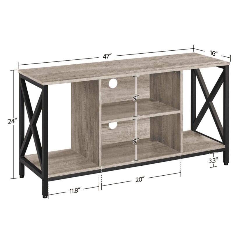 SmileMart 47inch Industrial Wooden TV Stand with Storage for Living Room, Gray - Image 8