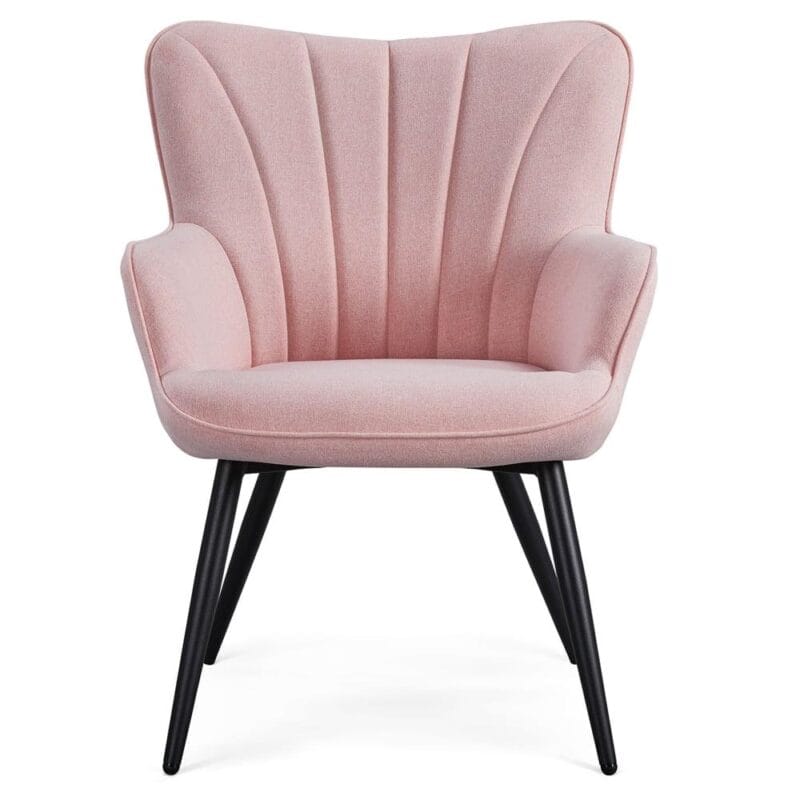 SmileMart Upholstered Fabric Modern Accent Chair, Pink