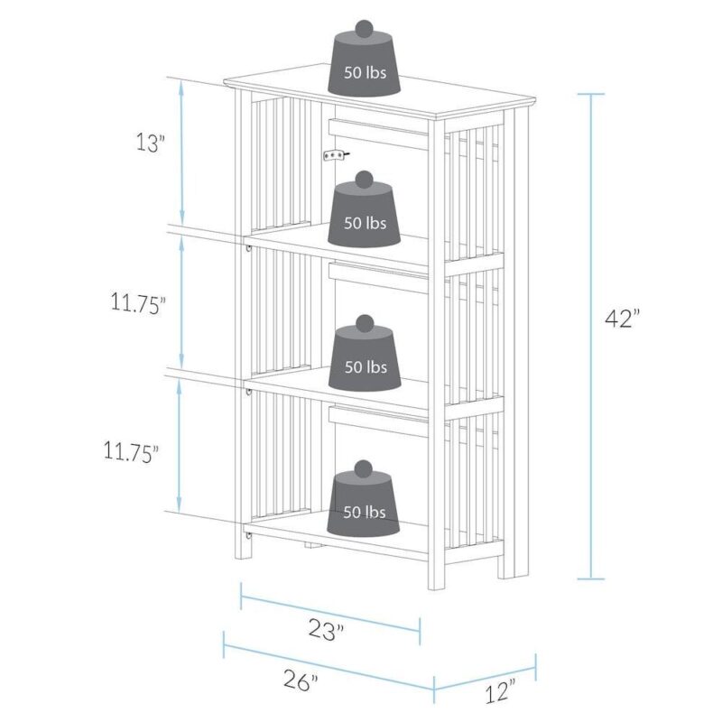 Soho Manhattan 4-Shelf Folding Bookcase 26  Wide - Natural - Image 2