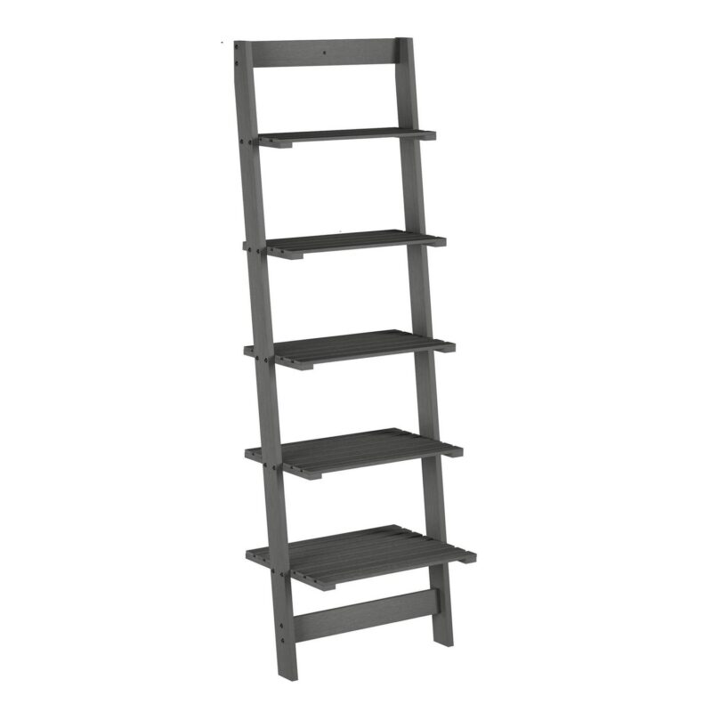Somerset Home 5-Tier Leaning Ladder Bookshelf (Gray) - Image 5