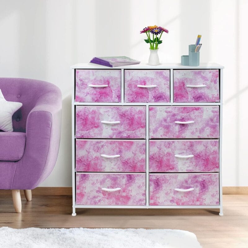 Sorbus Large 9 Drawer Dresser for Kids Bedroom, Tie-Dye Colors - Image 7