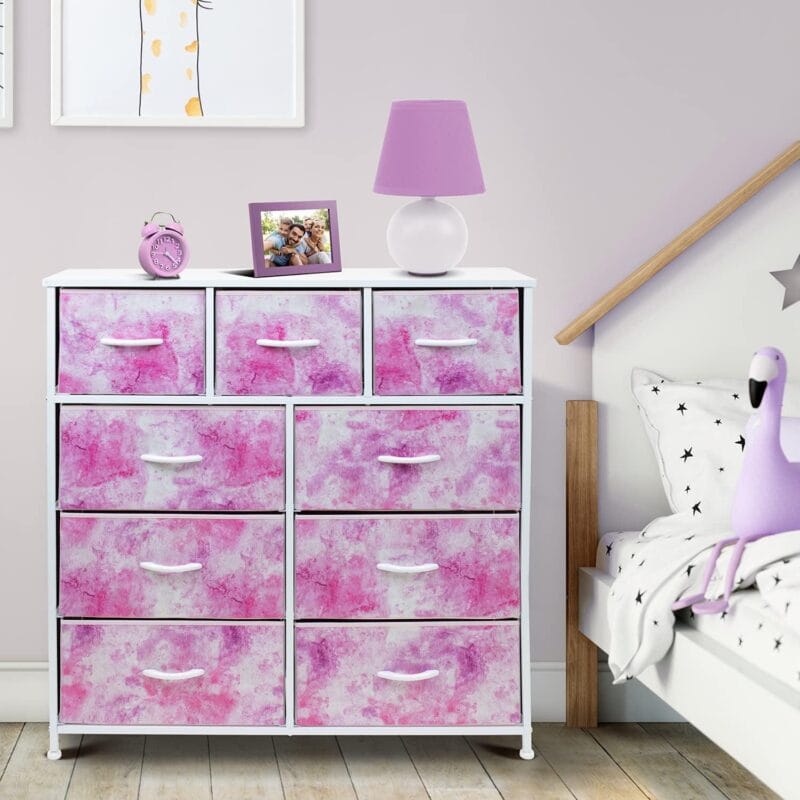 Sorbus Large 9 Drawer Dresser for Kids Bedroom, Tie-Dye Colors - Image 8