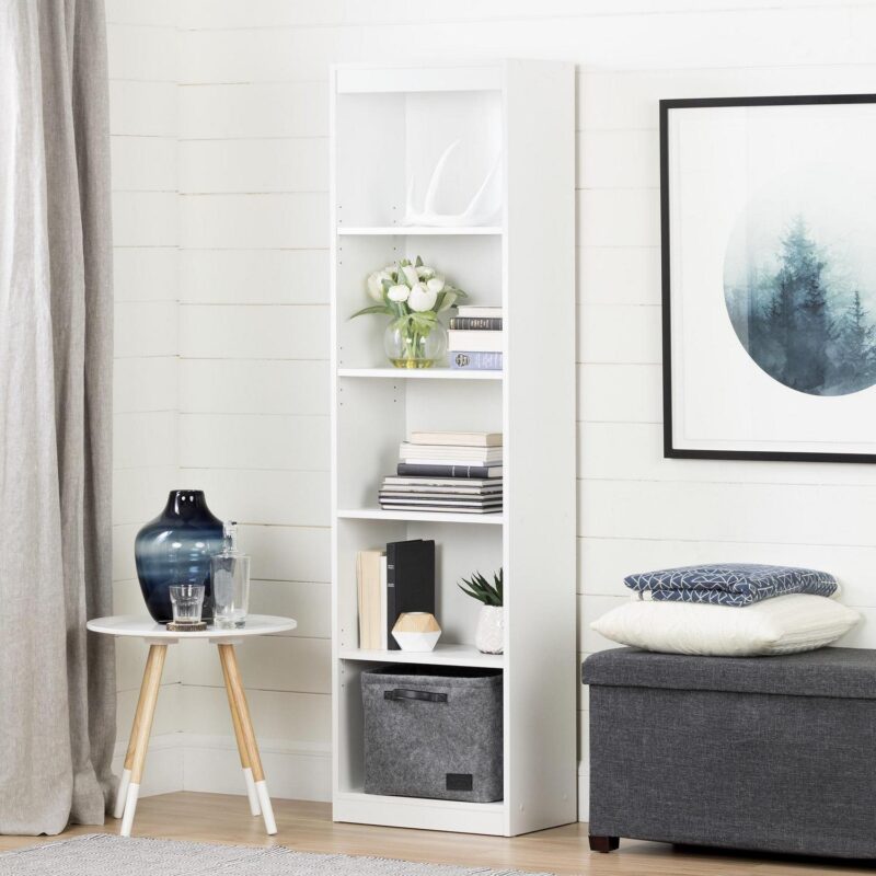 South Shore Axess, Contemporary Bookcase, Narrow White - Image 2