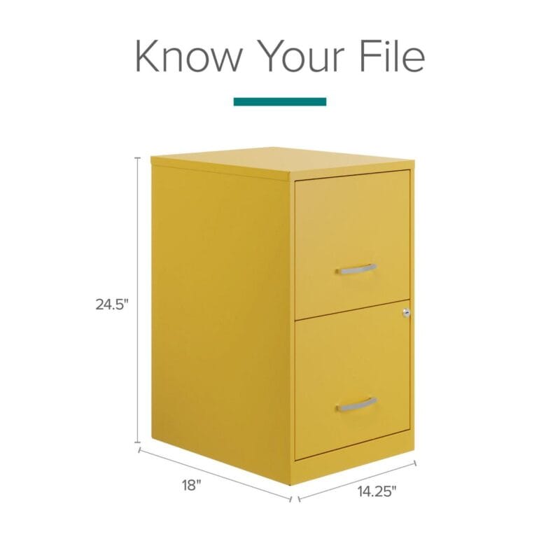 Space Solutions 18  Deep 2 Drawer Letter Width Vertical File Cabinet, Yellow - Image 10