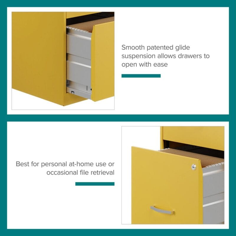 Space Solutions 18  Deep 2 Drawer Letter Width Vertical File Cabinet, Yellow - Image 5