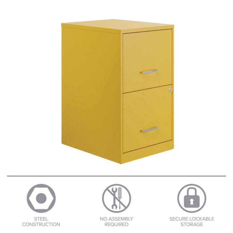 Space Solutions 18  Deep 2 Drawer Letter Width Vertical File Cabinet, Yellow - Image 6