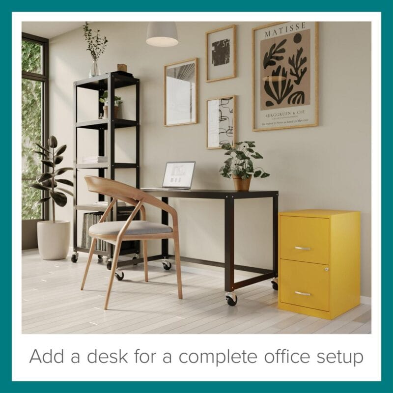 Space Solutions 18  Deep 2 Drawer Letter Width Vertical File Cabinet, Yellow - Image 9