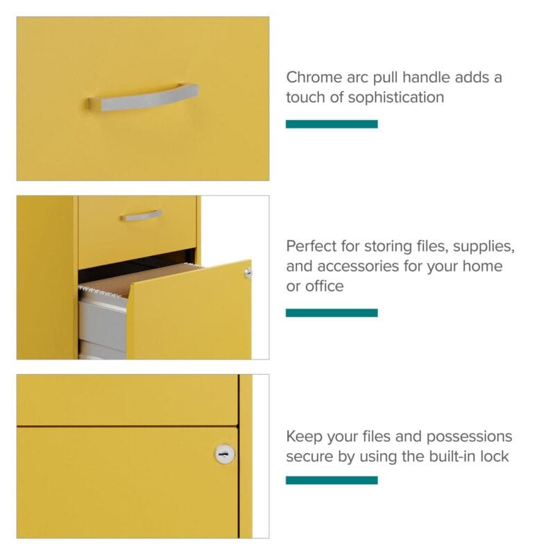 Space Solutions 18  Deep 2 Drawer Letter Width Vertical File Cabinet, Yellow - Image 2