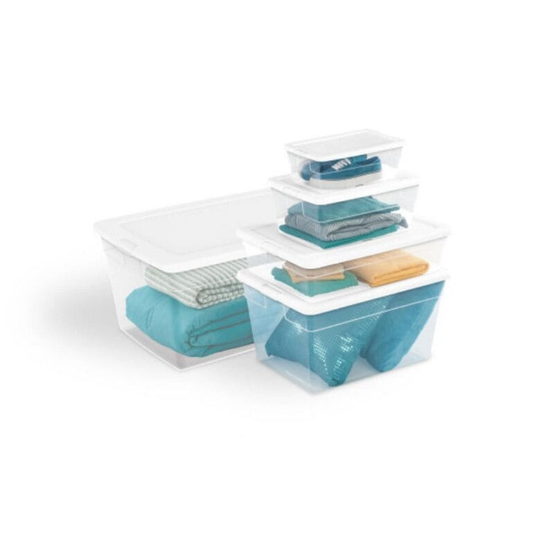 Sterilite 16 Quart Stacking Storage Container Tub with Lid, Clear (12 Pack) - Image 10
