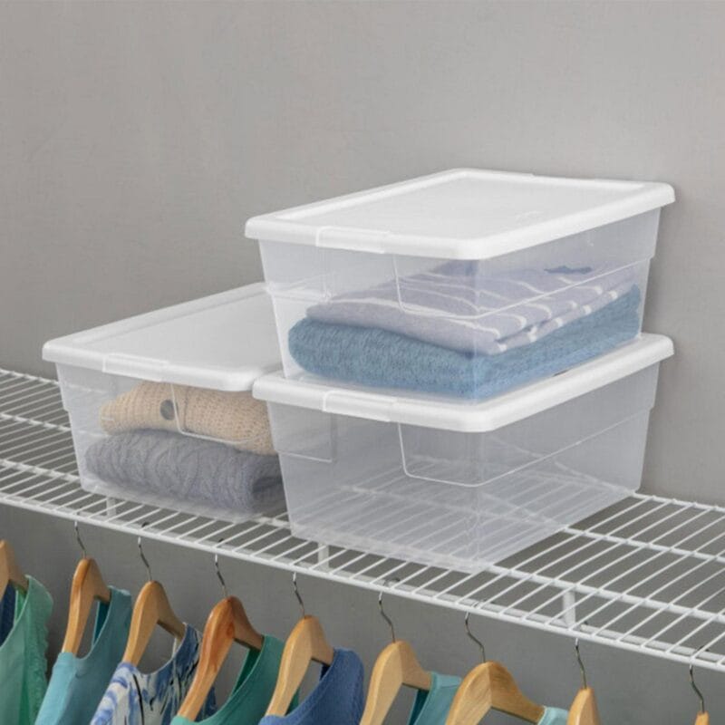 Sterilite 16 Quart Stacking Storage Container Tub with Lid, Clear (12 Pack) - Image 5
