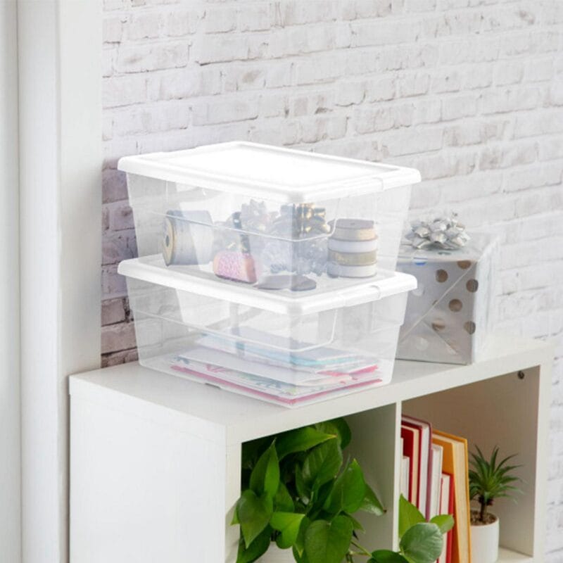 Sterilite 16 Quart Stacking Storage Container Tub with Lid, Clear (12 Pack) - Image 8