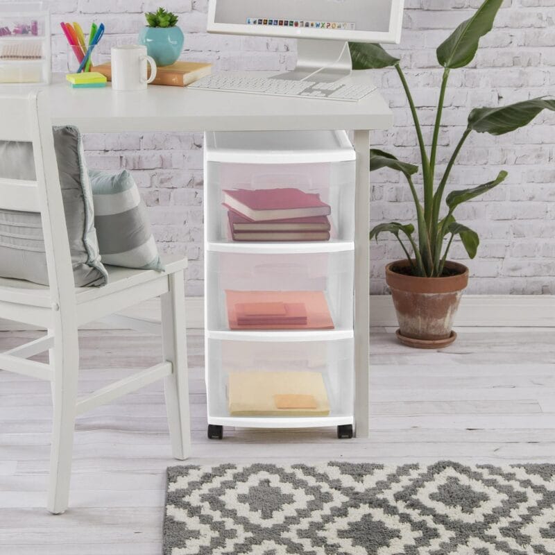 Sterilite 3 Drawer Cart, White - Image 5