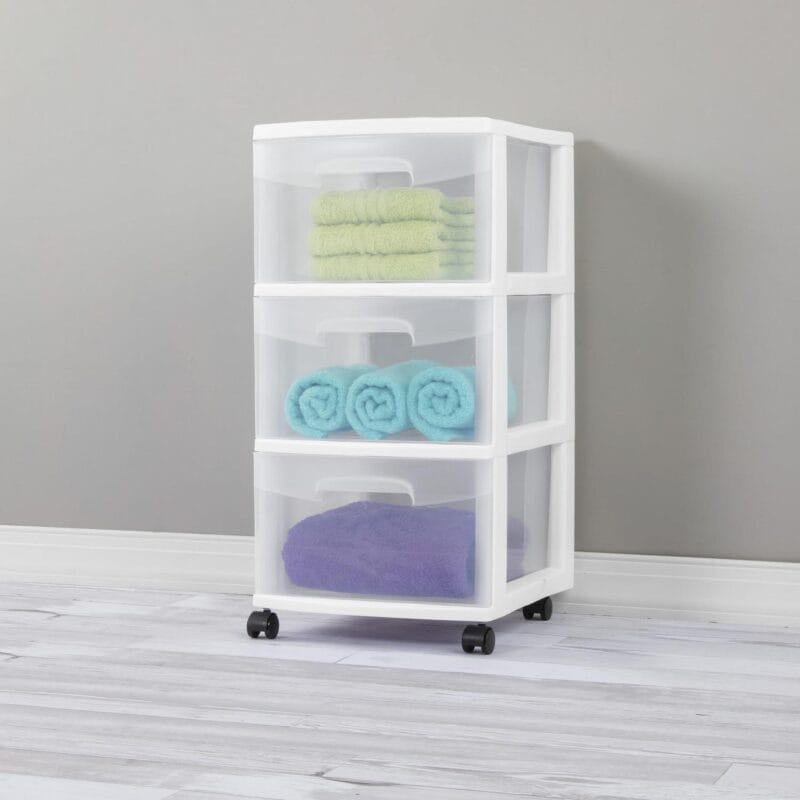 Sterilite 3 Drawer Cart, White - Image 3