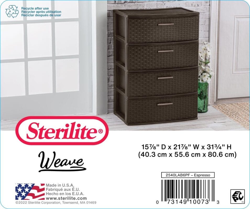 Sterilite 4 Drawer Wide Weave Tower Espresso - Image 8
