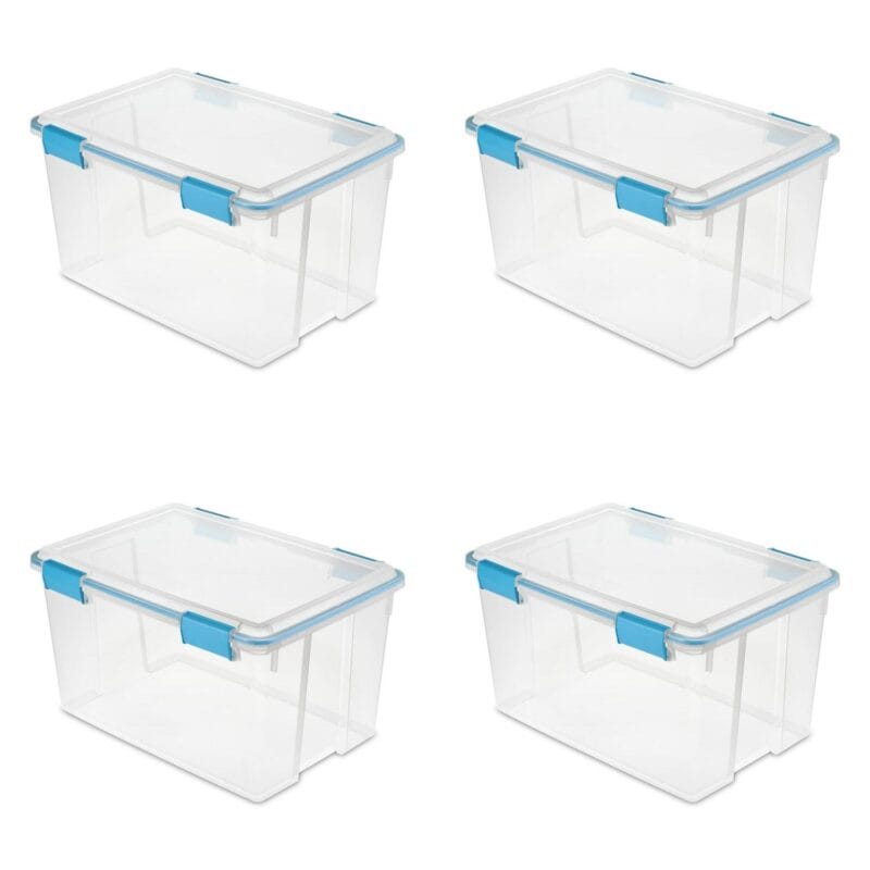 Sterilite 54 Qt. Gasket Box Blue Aquarium Case of 4