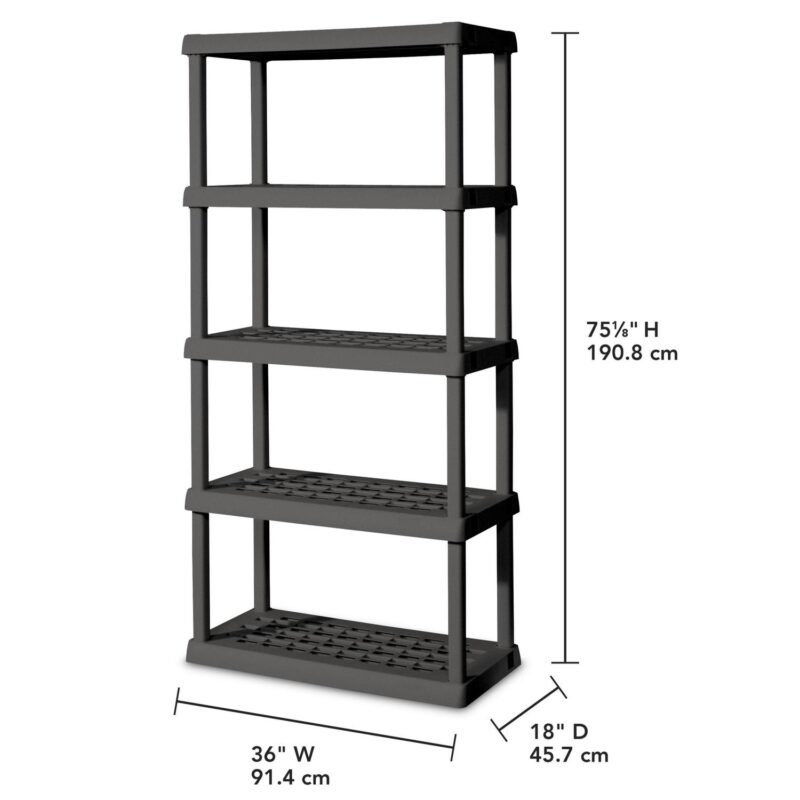Sterilite 5 Shelf Unit Plastic, Flat Gray - Image 2