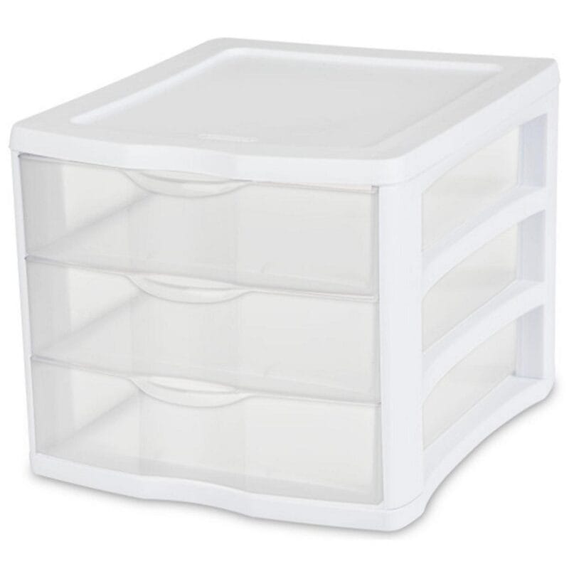 Sterilite ClearView Stacking 3 Drawer Storage Organizer System, (16 Pack)